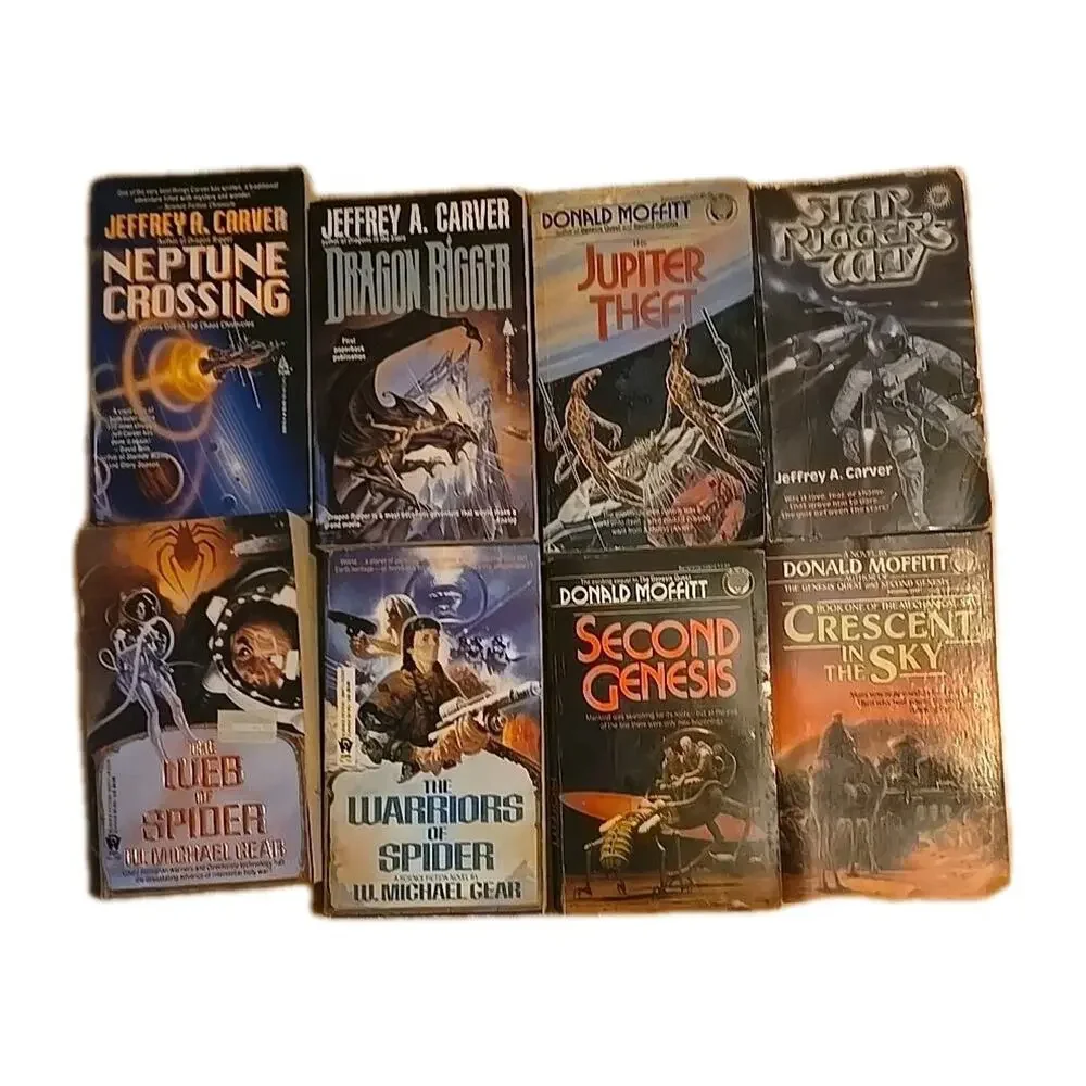 Lot Of 8 Vintage Donald Moffitt,Jeffrey Carver W. Michael Gear PB‎ Sci-fi Books